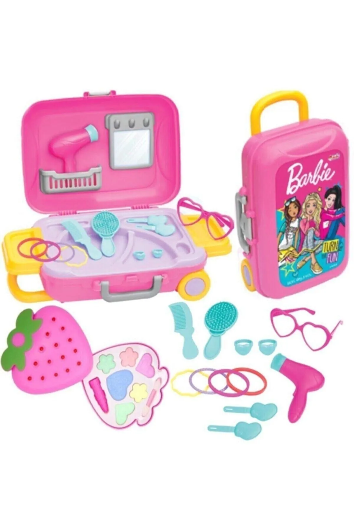 Brn Kız Oyun Setleri Barbie Güzellik Set Bavulum Ve Sürülebilir Zararsız Çilek Makyaj Seti